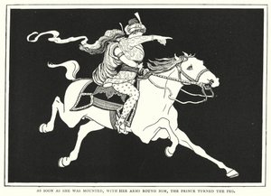 As soon as she was mounted, with her arms round him, the prince turned the peg by English School