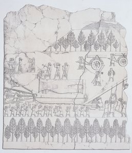 Assyrians moving a Winged Bull on a Sledge from Nineveh and its Remains by Austen Henry Layard published 1849 by English School