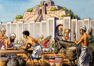 Aztec city of Tenochtitlan by English School