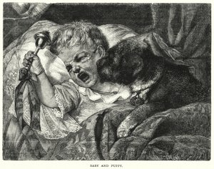 Baby and Puppy by English School