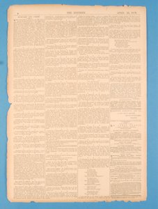 Back page of The Referee, no.35. 15th April 1878