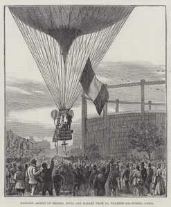 Balloon Ascent of Messers Jovis and Mallet from La Villette Gas-Works, Paris by English School