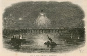 Balloon and Display of Fireworks, Vauxhall Gardens, London by English School