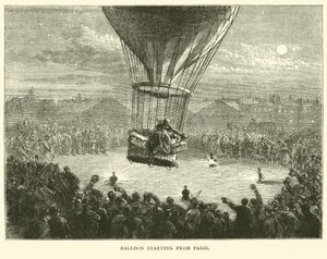 Balloon starting from Paris, September 1870 by English School