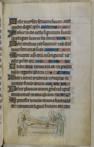 Bas-de-page scene of a knight, who had become a Cistercian and could learn no Latin other than the words 