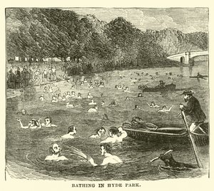 Bathing in Hyde Park by English School