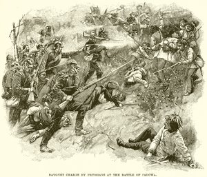 Bayonet Charge by Prussians at the Battle of Sadowa by English School