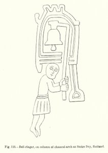 Bell-ringer, on column of chancel-arch at Stoke Dry, Rutland by English School