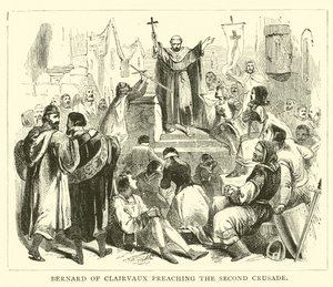 Bernard of Clairvaux preaching the Second Crusade by English School