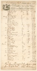 Bill for Goods Bought from Thomas & Nicholas Wilson, Grocers by English School