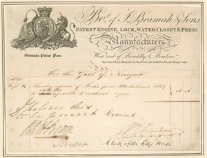Bill for repairs to locks at Newgate prison. Signed by the Keeper by English School