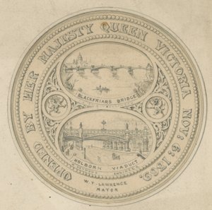 Blackfriars Bridge and Holborn Viaduct by English School