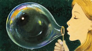 Blowing a bubble by English School