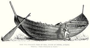 Boat for Fourteen Pairs of Oars, Found at Nydam, Jutland (engraving)