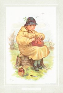 Boy about to eat lunch in the country