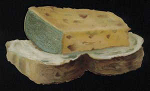 Bread and cheese shaped greetings card by English School