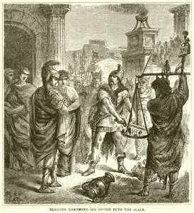 Brennus Throwing his Sword into the Scale by English School
