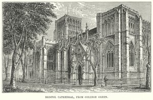 Bristol Cathedral, from College Green by English School