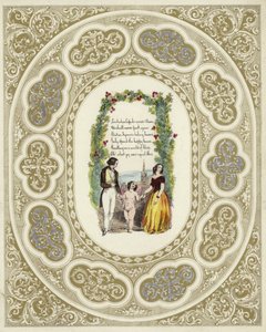Valentine card with an image of a couple with a cherub by English School
