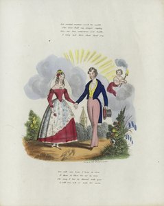 Valentine card with an image of a man and a woman holding hands by English School