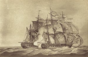 British frigate HMS Santa Margarita capturing the French frigate Tamise, June 1796 by English School