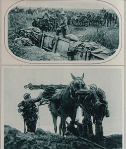 British Gunners with Packhorses, Flanders, August 1917 by English School