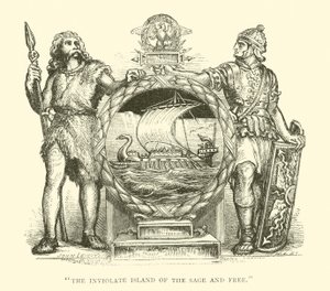 Briton and Roman, Britain, The Inviolate Island of the Sage and Free (engraving) by English School