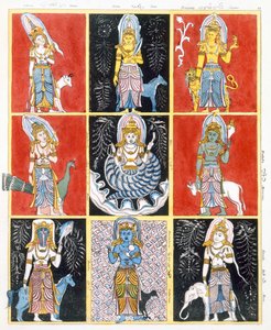 Buddhists representing the stars, sun and moon, from The History and Doctrine of Buddhism by Edward Upham, 1829 by English School