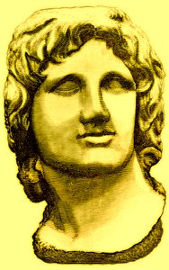 Bust of Alexander the Great, from the British Museum, Statue in the Vatican, Illustration from History of Rome by Victor Duruy, Published 1884 by English School