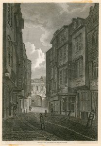 Butcher Row, looking from Temple Bar, based on a drawing by Edward Dayes, 9 June 1796 by English School
