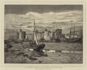 Caernarvon Castle, on the Seiont River, Low Water by English School