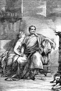 Calpurnia and Caesar - The Tragedy of Julius Caesar - Illustration in Completes de William Shakespeare 1866 by English School