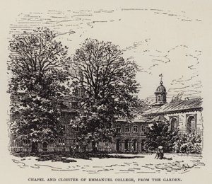 Cambridge: Chapel and Cloister of Emmanuel College, from the Garden by English School