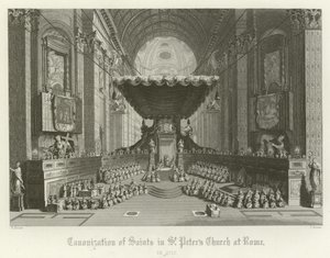 Canonisation of Saints in St Peters Church, Rome, 1712 by English School