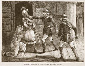 Captain Hodson Arresting the King of Delhi, illustration from Cassell