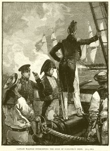 Captain Walpole intercepting the Duke of Saldanhas Ships by English School