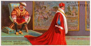 Cardinal Wolsey being dismissed by king Henry VIII by English School