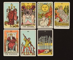 Cards from a Tarot set by English School