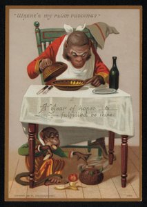 Cartoon of Monkeys and a Plum Pudding, New Year