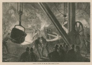Casting a Cylinder for the New Albert Bridge at Chelsea by English School
