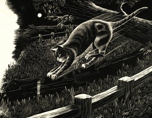 Cat Leaping from Branch by English School