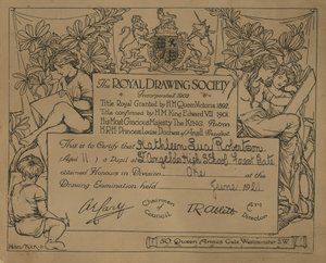 Certificate given by the Royal Drawing Society by English School