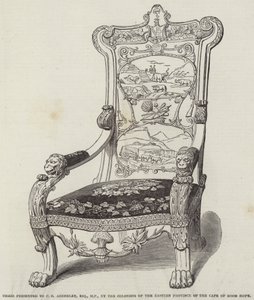 Chair presented to C B Adderley, Esquire, MP, by the Colonists of the Eastern Province of the Cape of Good Hope by English School