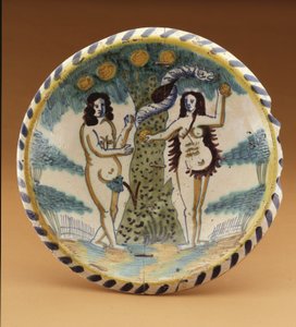 Charger Featuring the Biblical Story of Adam and Eve in the Garden of Eden, c.1680
