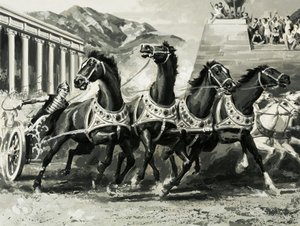 Chariot racing in ancient Rome by English School