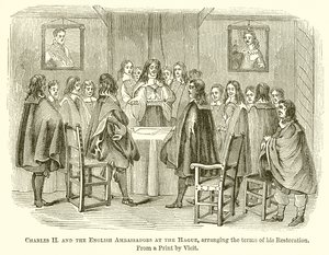 Charles II and the English Ambassadors at the Hague, Arranging the Terms of His Restoration by English School