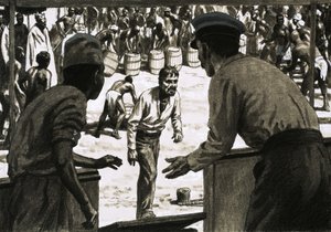 Charles Osborne and Captain Stott Laid Out Casks of Rum on the Beach by English School