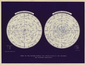 Chart of the Heavens Showing the Constellations in the Northern and Southern Hemispheres by English School