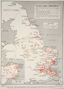 Chart showing the exact localities in England and Scotland that suffered from hostile air raids and bombardments from December 16th, 1914 to June 17th, 1918 by English School