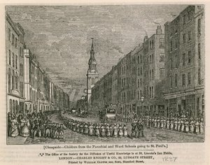 Cheapside - Children from the Parochial and Ward Schools going to St Pauls, 1837 by English School